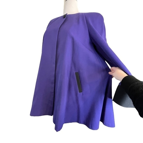 J Gallery Vintage VTG 80s Purple Black Swing Coat Blazer Jacket Cape Dress 11 12 - Picture 7 of 7